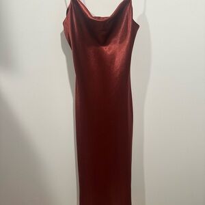 Lulu's Strapless Satin Dress in Rich Red